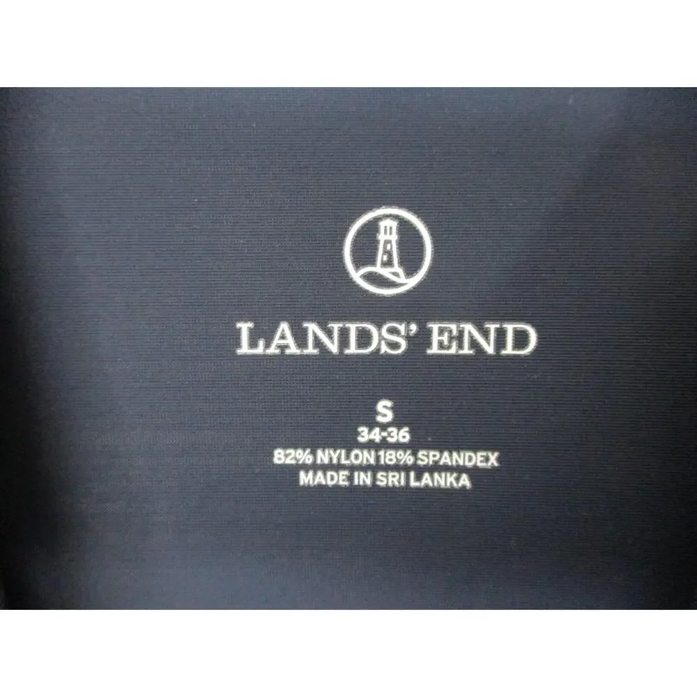 Lands' End Navy Floral Raglan Rash Guard Unisex Short Sleeve‎ Size Small